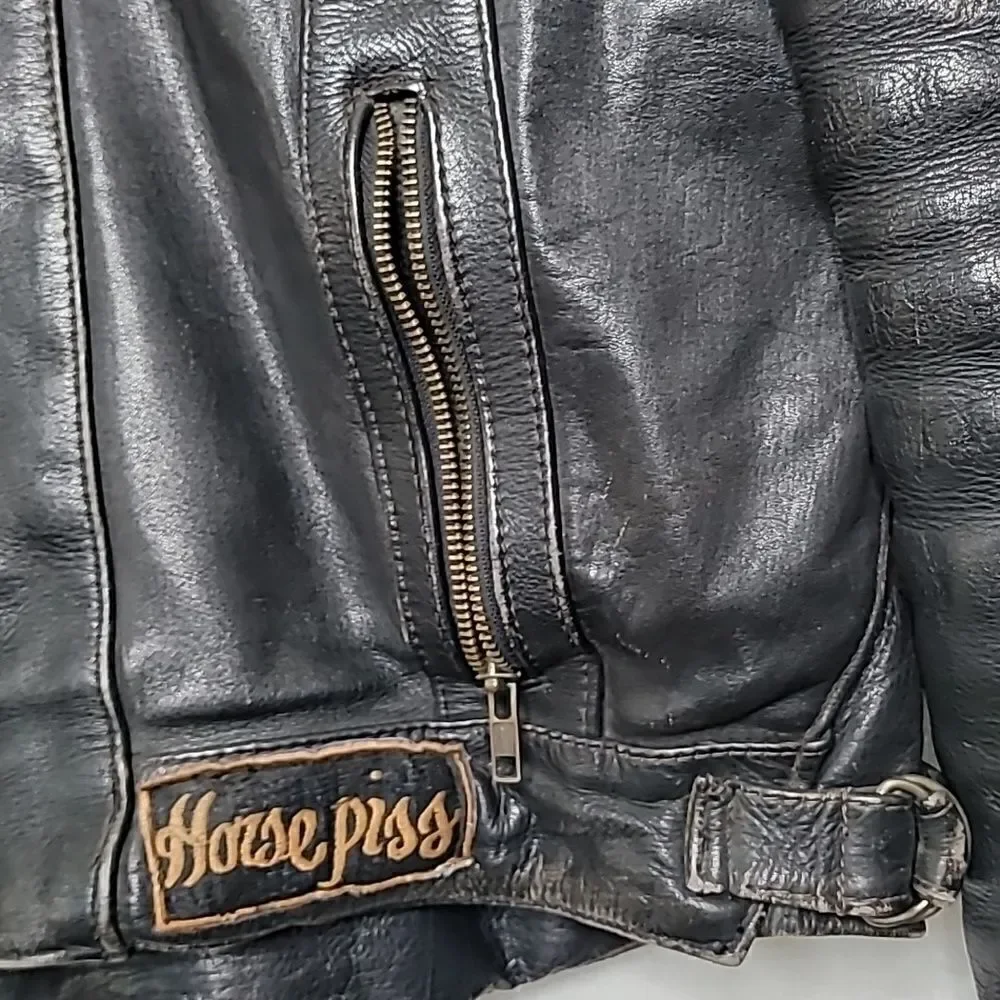 Vintage Harley Davidson‎ Quilted Lined Cowhide Motorcycle Jacket Size 46 Tall